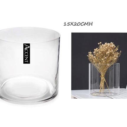bulk 6 Glass Cylinder Vase 20cm.