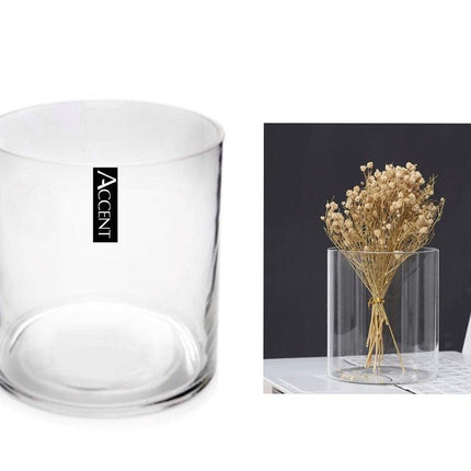 bulk 6 Glass Cylinder Decorative Vase 25cm.