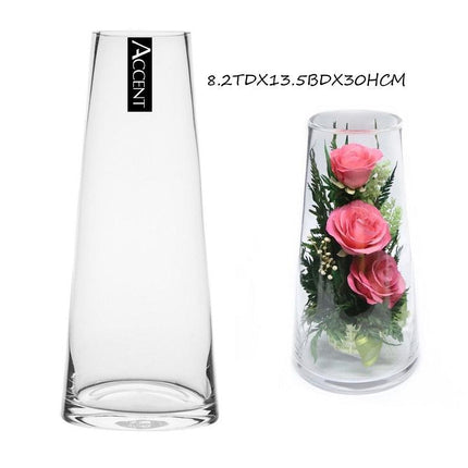 bulk 6 Glass Tapered Vase 30cm.