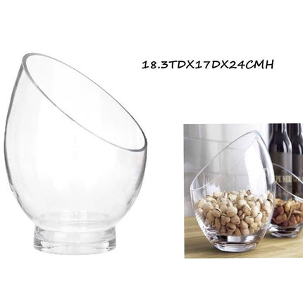 bulk 6 Glass Angle Top Vase 24cm.