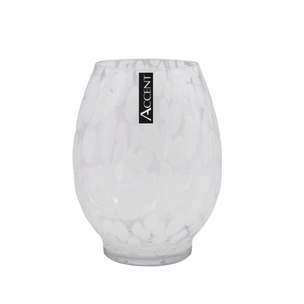 bulk 6 White Speckle Barrel Vase 20cm.
