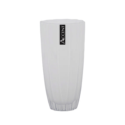 bulk 6 White Concave Ripple Vase 25cm.