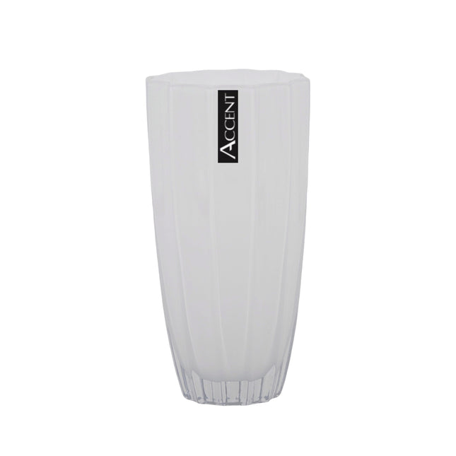bulk 6 White Concave Ripple Vase 25cm.