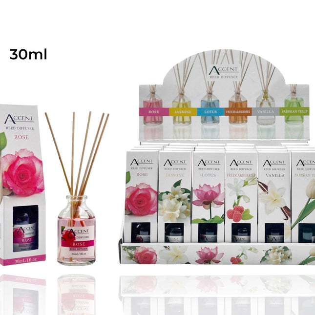 bulk 72 Mini Reed Diffuser 6 Assort Fragrances 30ml.