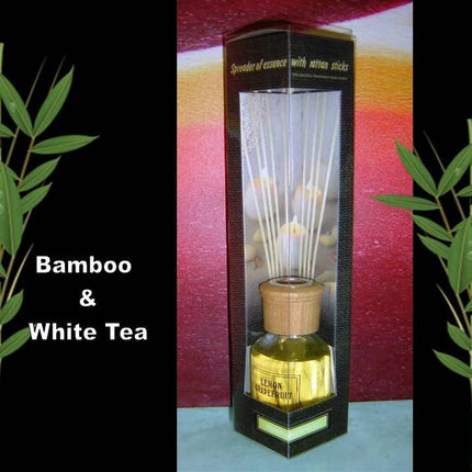bulk 24 Scented Oil Diffuser Bamboo White Tea 50ml 8 Rattan Sticks.