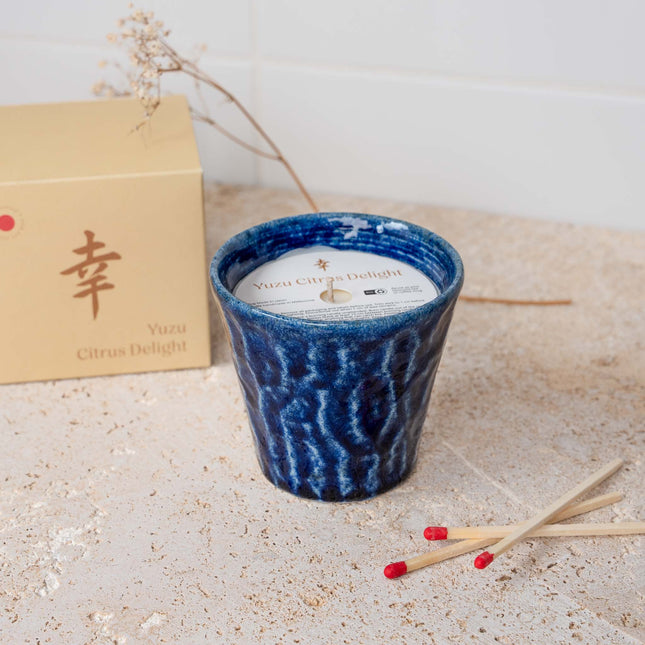 Candle Yuzu Citrus Blue Ceramic 180g.