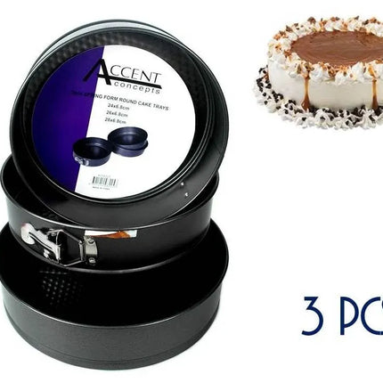 Bulk 8 3pcs Spring Form Round Cake Trays 18/20/22x6.8cm