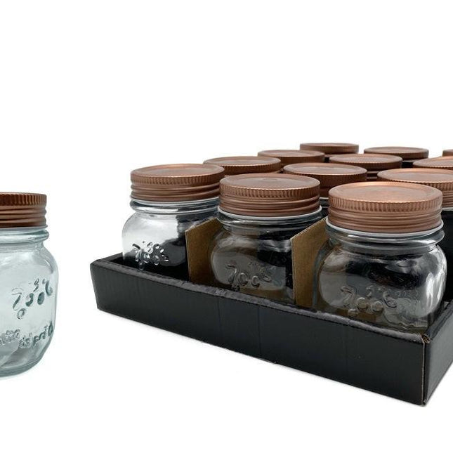 bulk 48 Glass Jar w Metal Lid 150ml Canister 8cm.