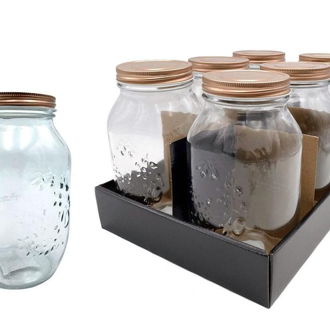bulk 18 Glass Jar w Metal Lid 1500ml Canister 20cm.