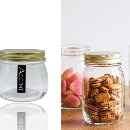 bulk 24 Glass Jar w Screw Lid 470ml Canister 10cm.