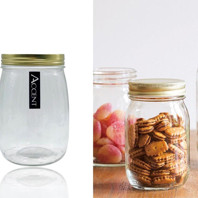 bulk 24 Glass Jar w Screw Lid 1000ml Canister 16cm.