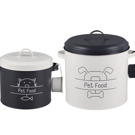Set 2 Metal Pet Food Storage Tin 30x27cm.