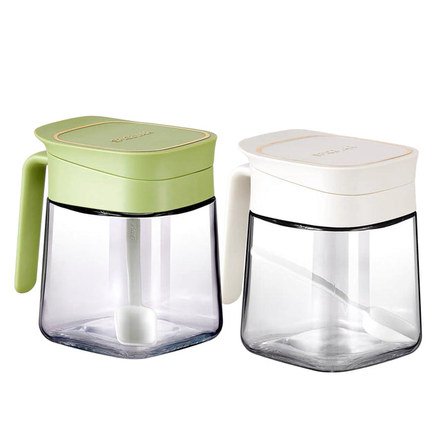 Set 2 Glass Spice Jar w Spoon 260ml 2 Assort.