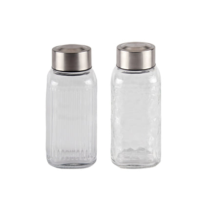 bulk 24 Glass Bottle w Metal Screw Lid 300ml Assort 6x15cm.