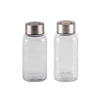 bulk 24 Glass Bottle w Metal Screw Lid 300ml Assort 6x15cm.