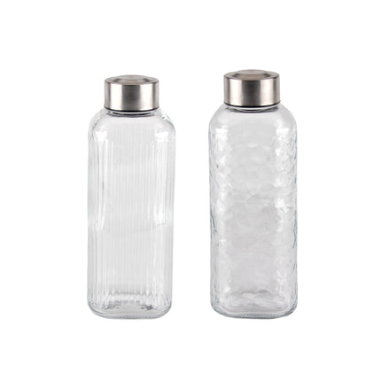 bulk 24 Glass Bottle w Metal Screw Lid 400ml Assort 6x19cm.