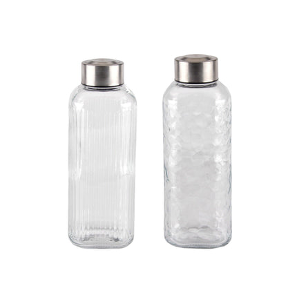 bulk 24 Glass Bottle w Metal Screw Lid 400ml Assort 6x19cm.