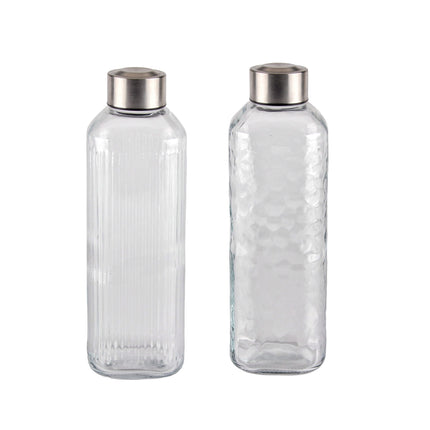 bulk 12 Glass Bottle w Metal Screw Lid 1Lt Assort 8x23cm.