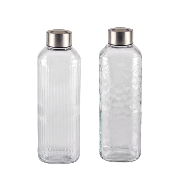 bulk 12 Glass Bottle w Metal Screw Lid 1Lt Assort 8x23cm.
