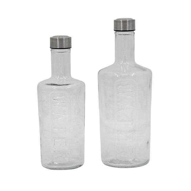 bulk 12 Clear Glass Bottle w Screw Lid 1Lt 28cm.