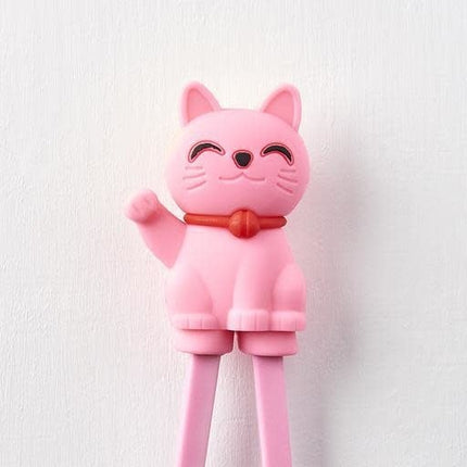 Maneki Trainer Chopsticks Lucky Cat in Pink.