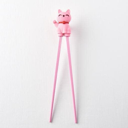 Maneki Trainer Chopsticks Lucky Cat in Pink.