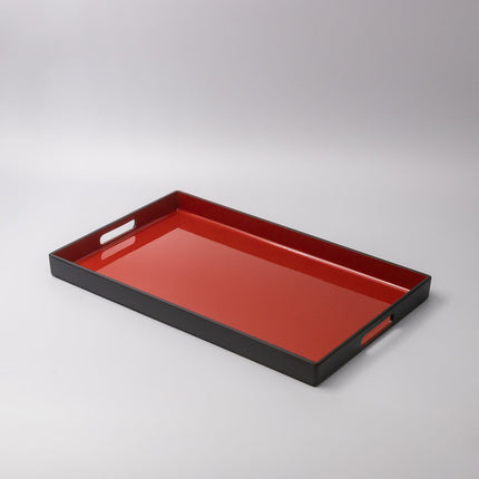 Tray Rectangular 42cm Red Inner Black Lacquerware.