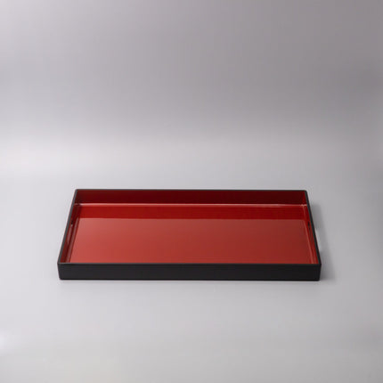 Tray Rectangular 42cm Red Inner Black Lacquerware.