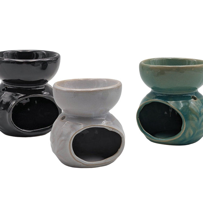 bulk 24 Embossed Ceramic Oil Burner 3 Assorted 11cm.