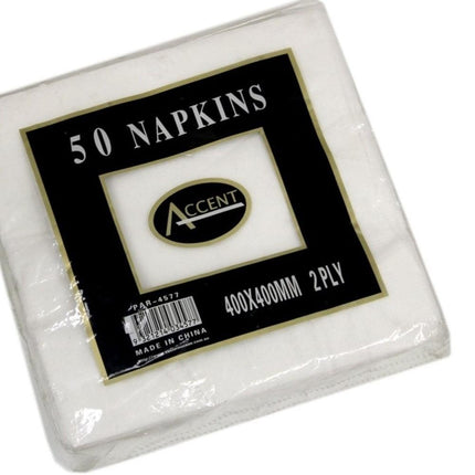 bulk 2400 White Napkin Dinner 2ply 40cm.