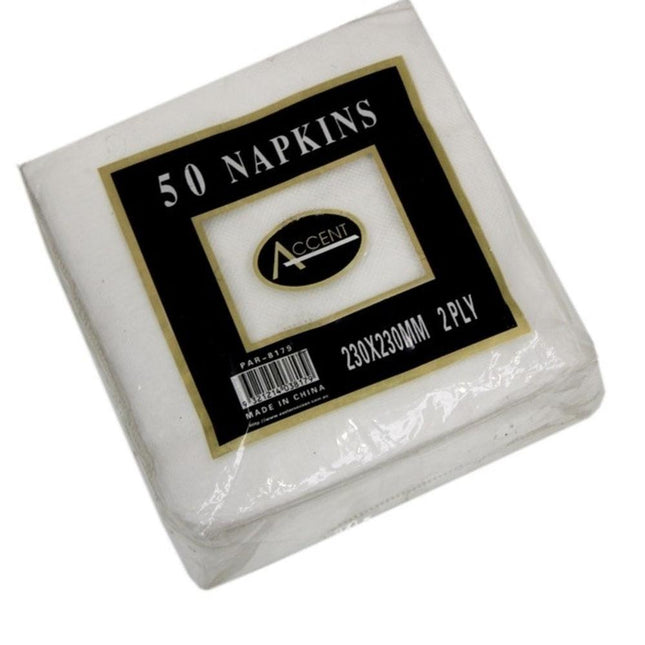 bulk 2400 White Napkin Cocktail 2ply 23cm.