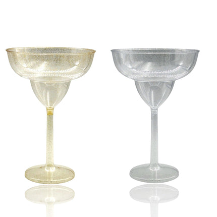 bulk 24 Glitter Plastic Jumbo Margarita Glass 877ml 16x24cm.