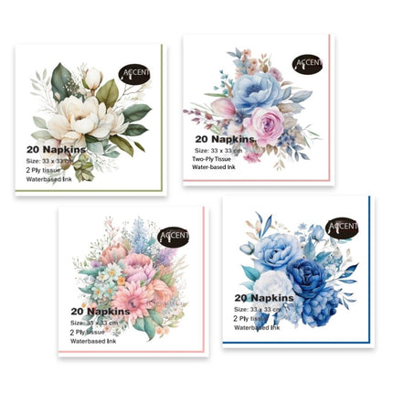 bulk 960 Flower Bouquet Napkins 2ply Assort 33x1cm.