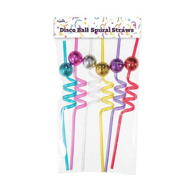 bulk 144 Reusable Plastic Disco Ball Spiralstraws Asst.