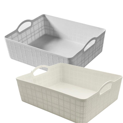 bulk 18 Rect Storage Basket w Handle 2 Asst 34cm.