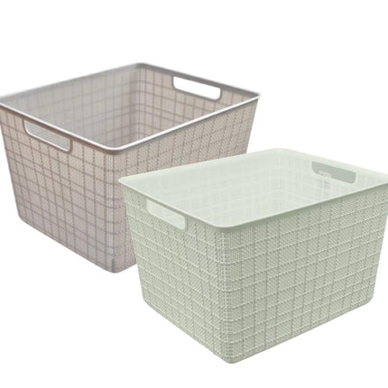 bulk 12 Rect Storage Basket w Handle Assort 29cm.
