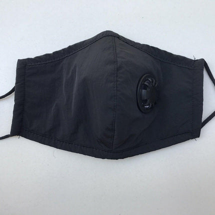 Adult Face Mask Black Reusable Adjustable w Breathing Valve 3Ply.