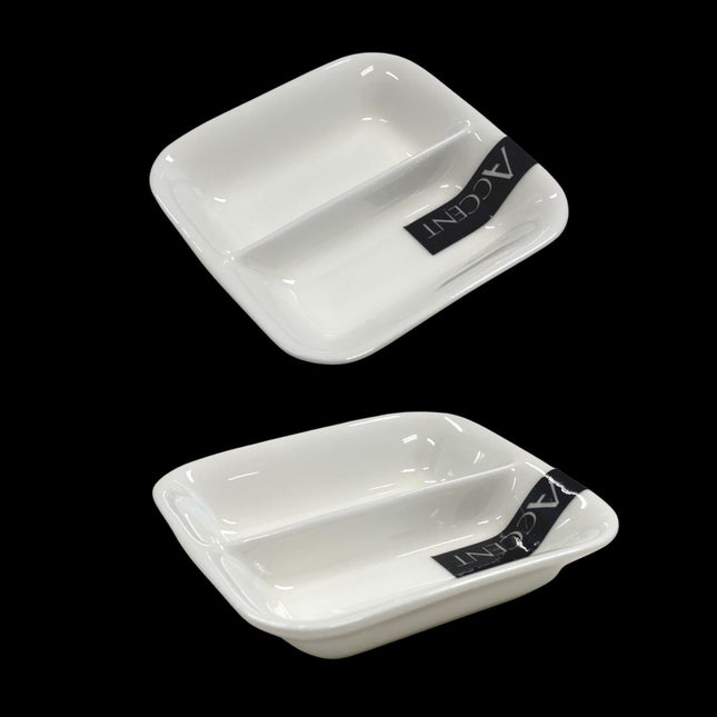 bulk 48 Bone China 2 Section Sauce Spice Dish 9cm.