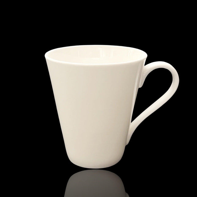 bulk 36 Cone Shape Fine Bone China Mug White 300ml.