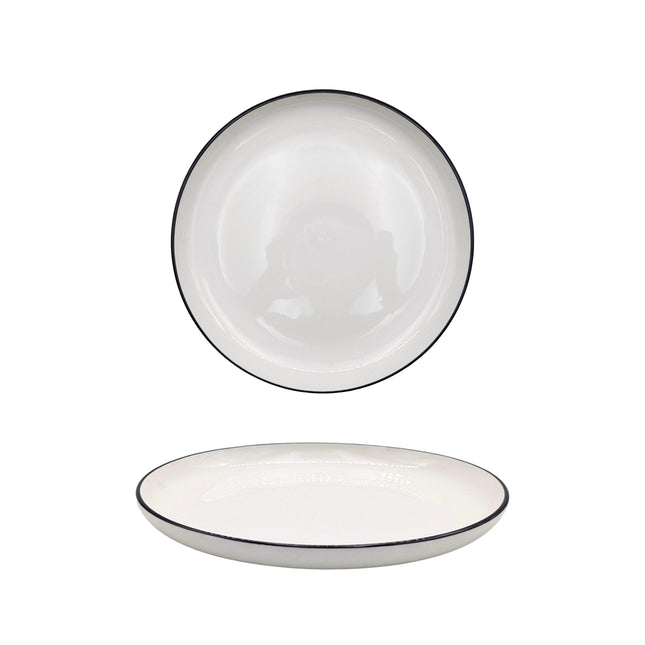 bulk 24 Sorrento Porcelain Side Plate w Black Rim 20cm.