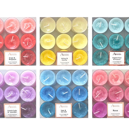 Bulk 36 Scented Tealight Candles pk9 Asst Cols