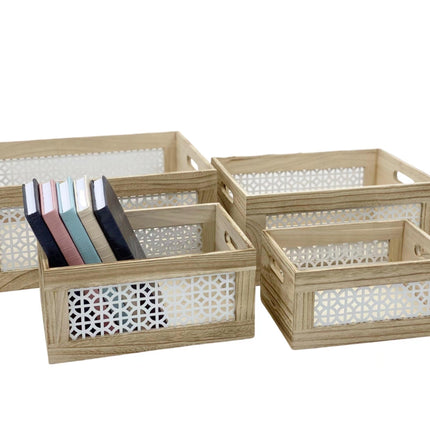 Set 4 Paulownia Wood Crates 40x18cm.