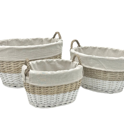 Bulk 4 Hampton Willow Basket Oval s/3 46x36xh27cm