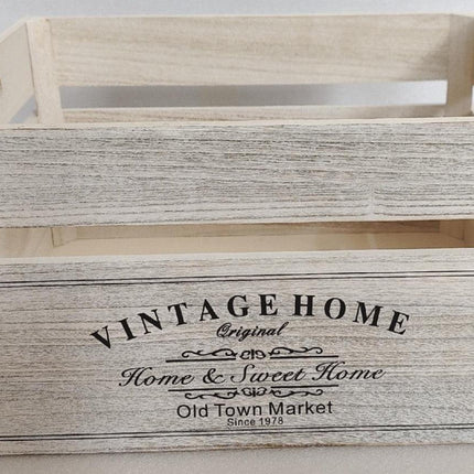 Vintage Home Wood Crates White Wash 40x22cm.