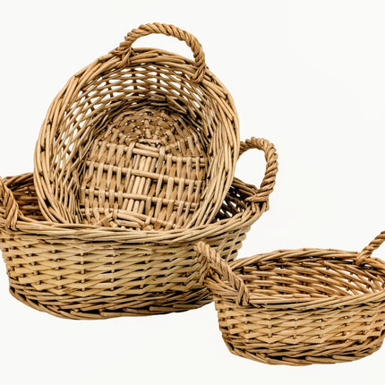 Bulk 6 Willow Catering Baskets s3 32x27x11.5cmh