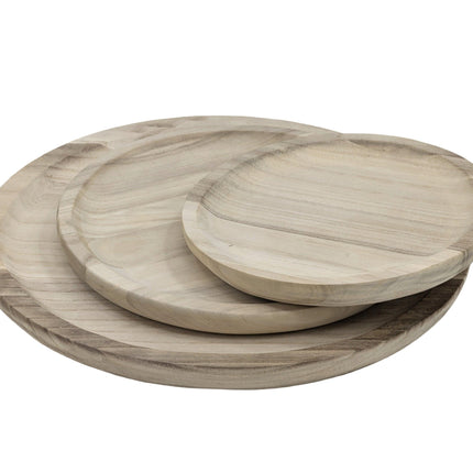 Set 3 Wood Round Trays 39cm.