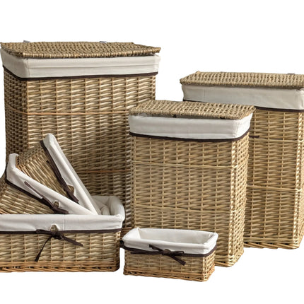 Natural Willow Basket Rect s/7 50x40xh66cm
