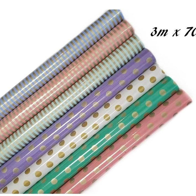 bulk 50 Rolls Polka Gift Wrap 60gsm 300cm.