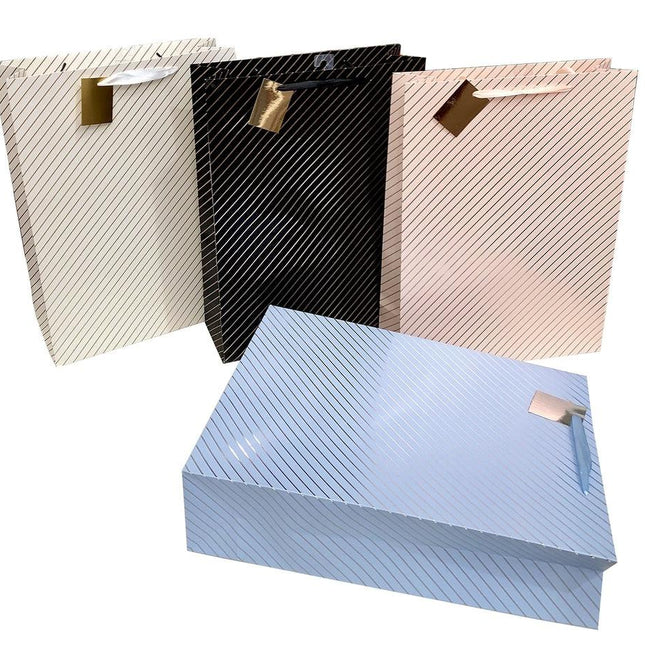 bulk 24 Xlarge Foil Stripe Gift Bag Assort 43cm.