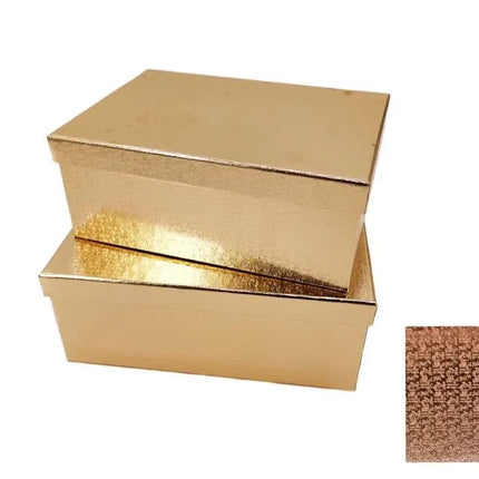 Bulk 2 Metallic Textured Gift Box Rose Gold set18 43x34x16cm